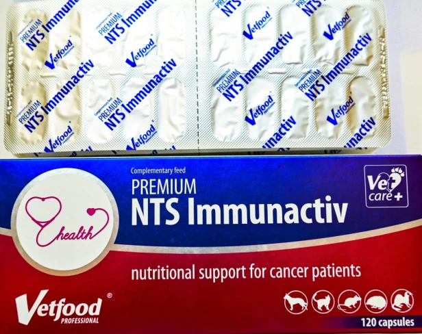 Vetfood Premium NTS Immunactiv 120kaps dla psa kota data ważności13-12-2026