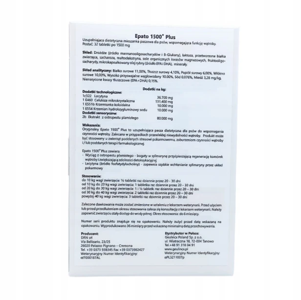 Epato 1500 Plus Regeneracja I Ochrona Wątroby Psa 32 Tabletki Geulincx