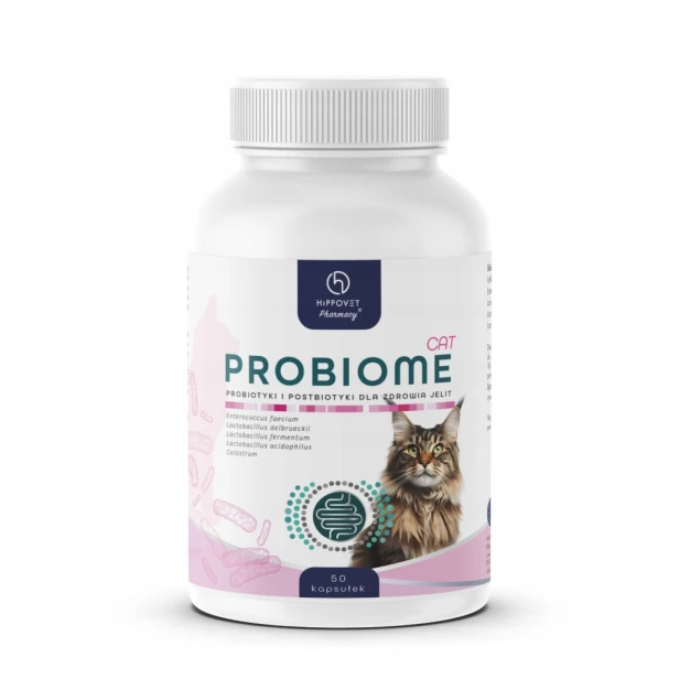 Hippovet ProBioTrex Cat 50kaps probiotyk postbiotyk jelita biegunka dla kot