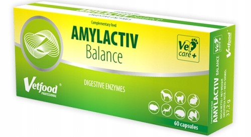 Vetfood Amylactiv Balance 60kaps Enzymy Trawienne Pies Kot na biegunkę