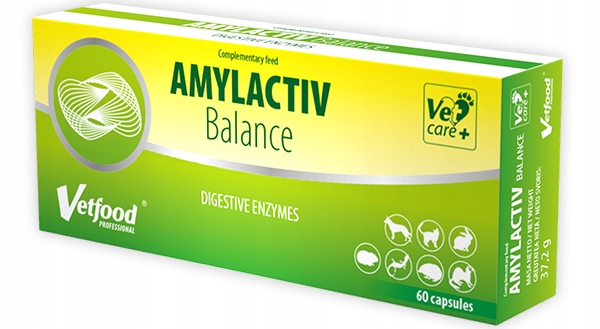 Vetfood Amylactiv Balance 60kaps Enzymy Trawienne Pies Kot na biegunkę